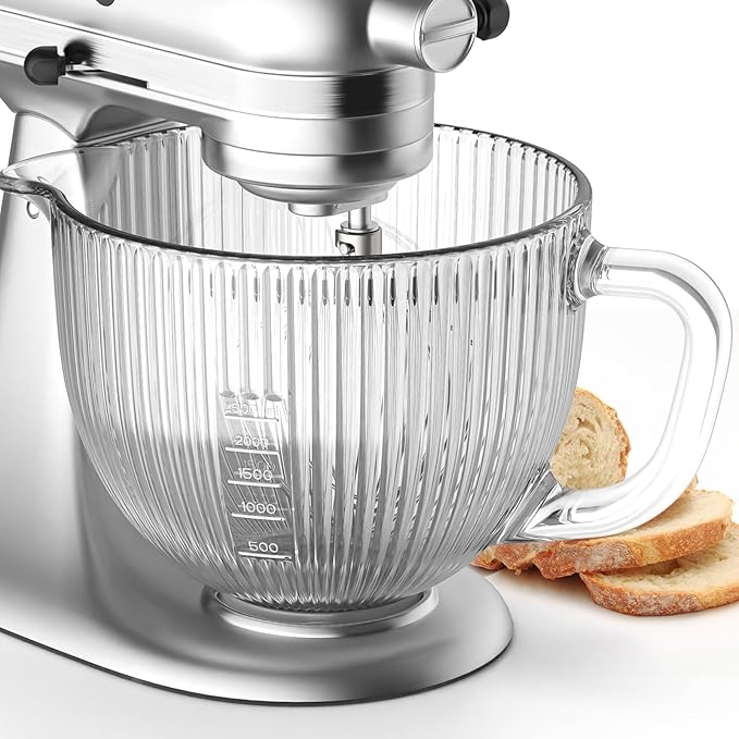 Cofun Glass Mixer Bowl for Kitchenaid Tilt-Head Stand Mixers 4.5-5 Quart by COFUN