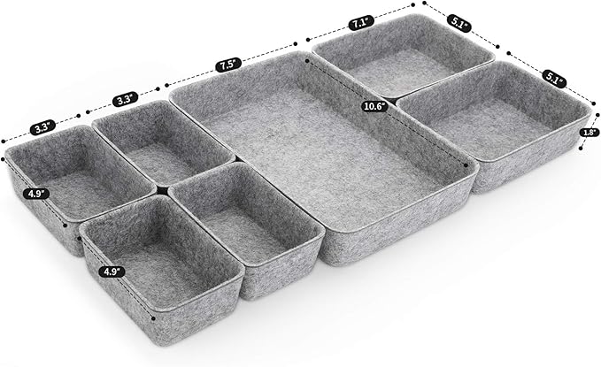 Welaxy Office drawer organizers trays felt storage bin organize dividers Box - Image 7
