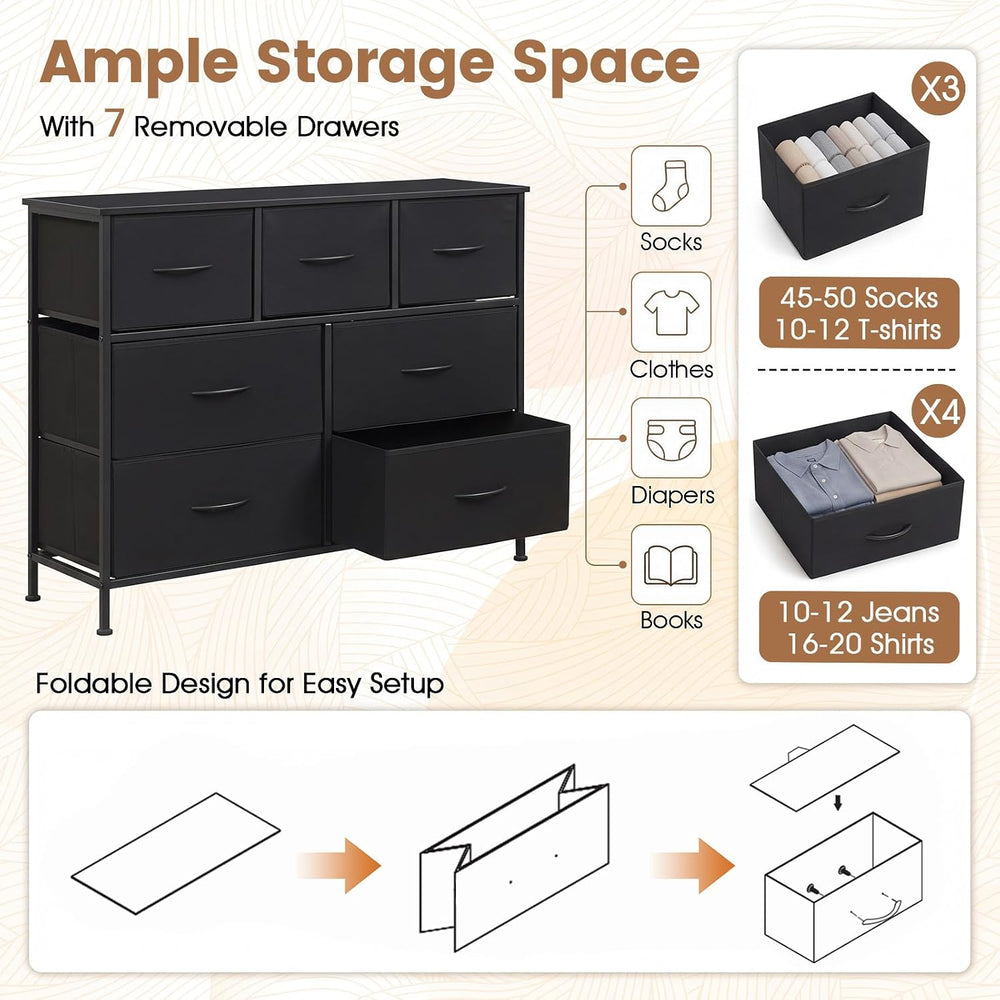GIANTEX 7-Drawer Wide Dresser (Black)