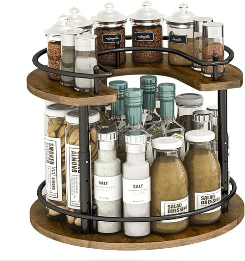 2 Tier Lazy Susan Organizer, 2-Tier Spinning Spice Rack by LIAISIMI