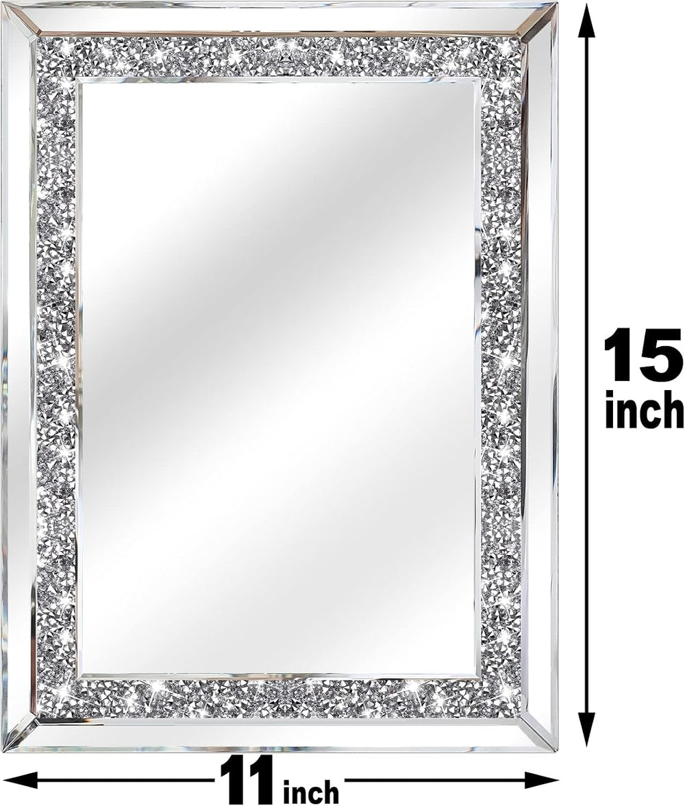 ZOLAPI 2PCS Crystal Rhinestone Diamond Wall Mirror.Brilliant Hand-Spliced Gla...