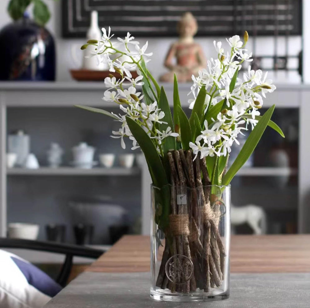 3pcs Artificial Cymbidium Plant & Flower Stems for Greenery Decor
