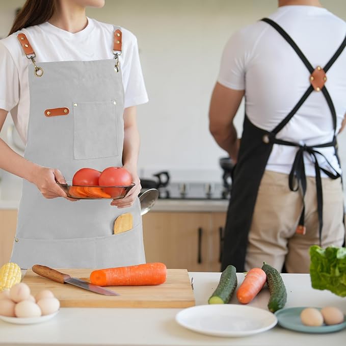 Aoomzoon Canvas Aprons for Men Chef Apron, Work Apron - 16oz Heavy Duty Cross - Image 5