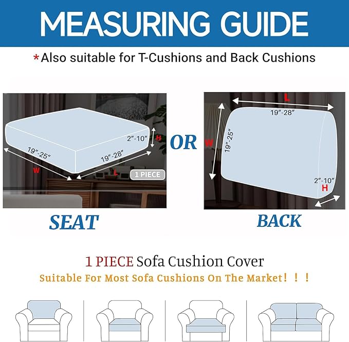XINEAGE Couch Cushion Covers Seat Cushion Cover Thick Stretch Sofa Slipcovers 1 - Image 2