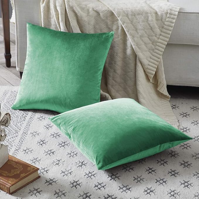 GIGIZAZA Mint Turquoise Velvet Decorative Throw Pillow Covers 20x20 - Image 5