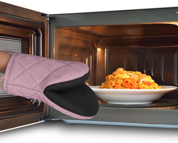 Short Oven Mitts, Heat Resistant 500°F, Silicone Grip Kitchen Gloves, Non-Slip - Image 7