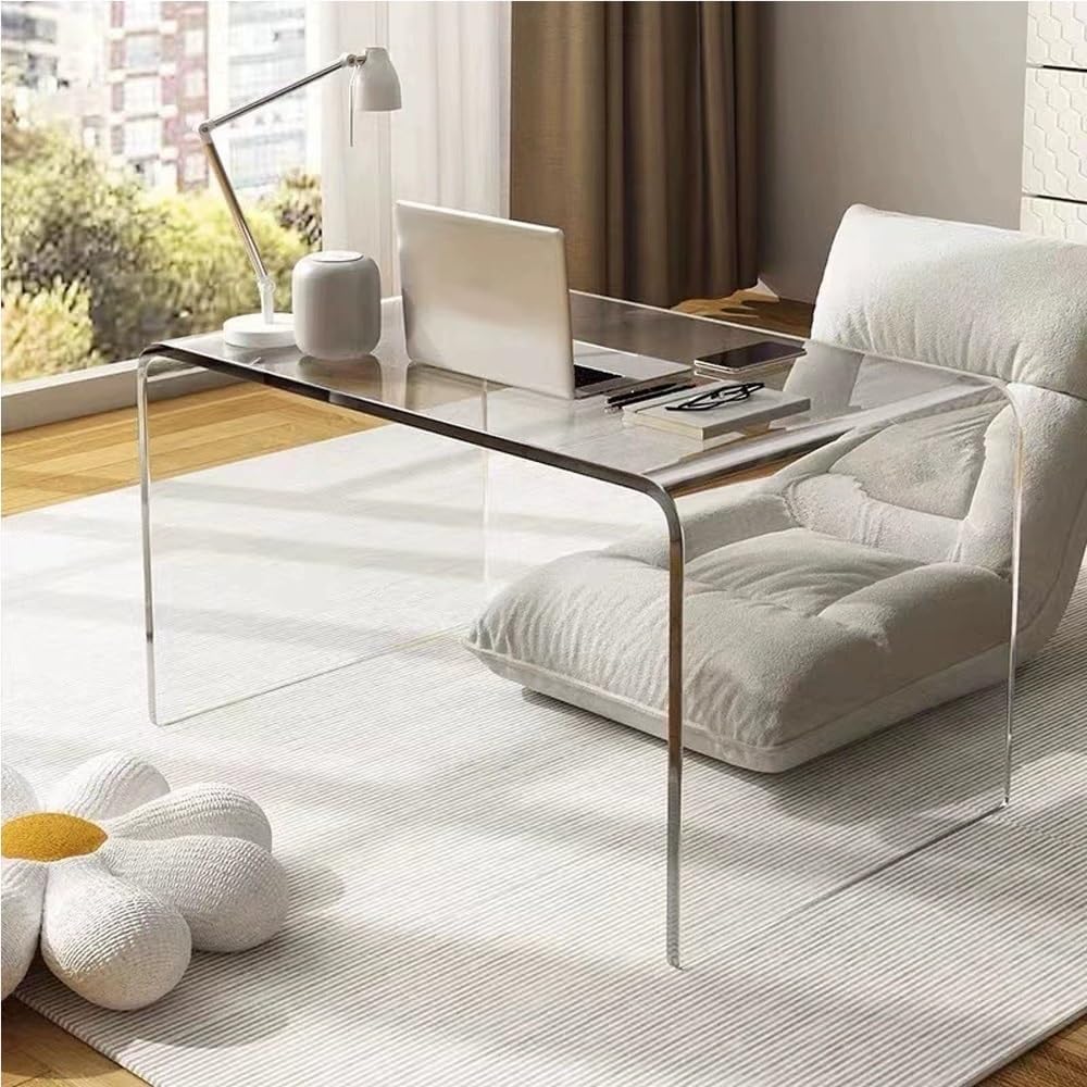 Acrylic Clear Side Table, C-Shape Bedside Table, Modern End Table, Sofa End T...