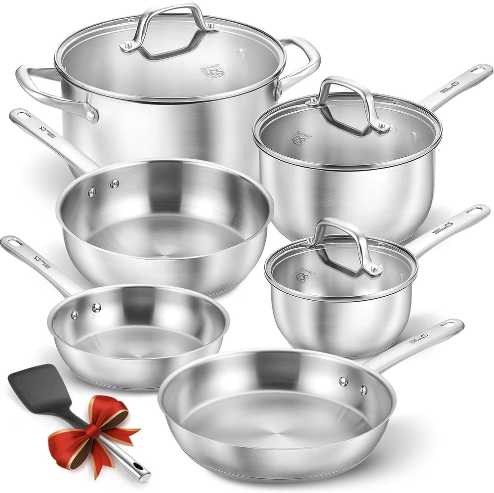 KOCH SYSTEME CS Stainless Steel Pots and Pans Set, 10 Piece Stainless Steel
