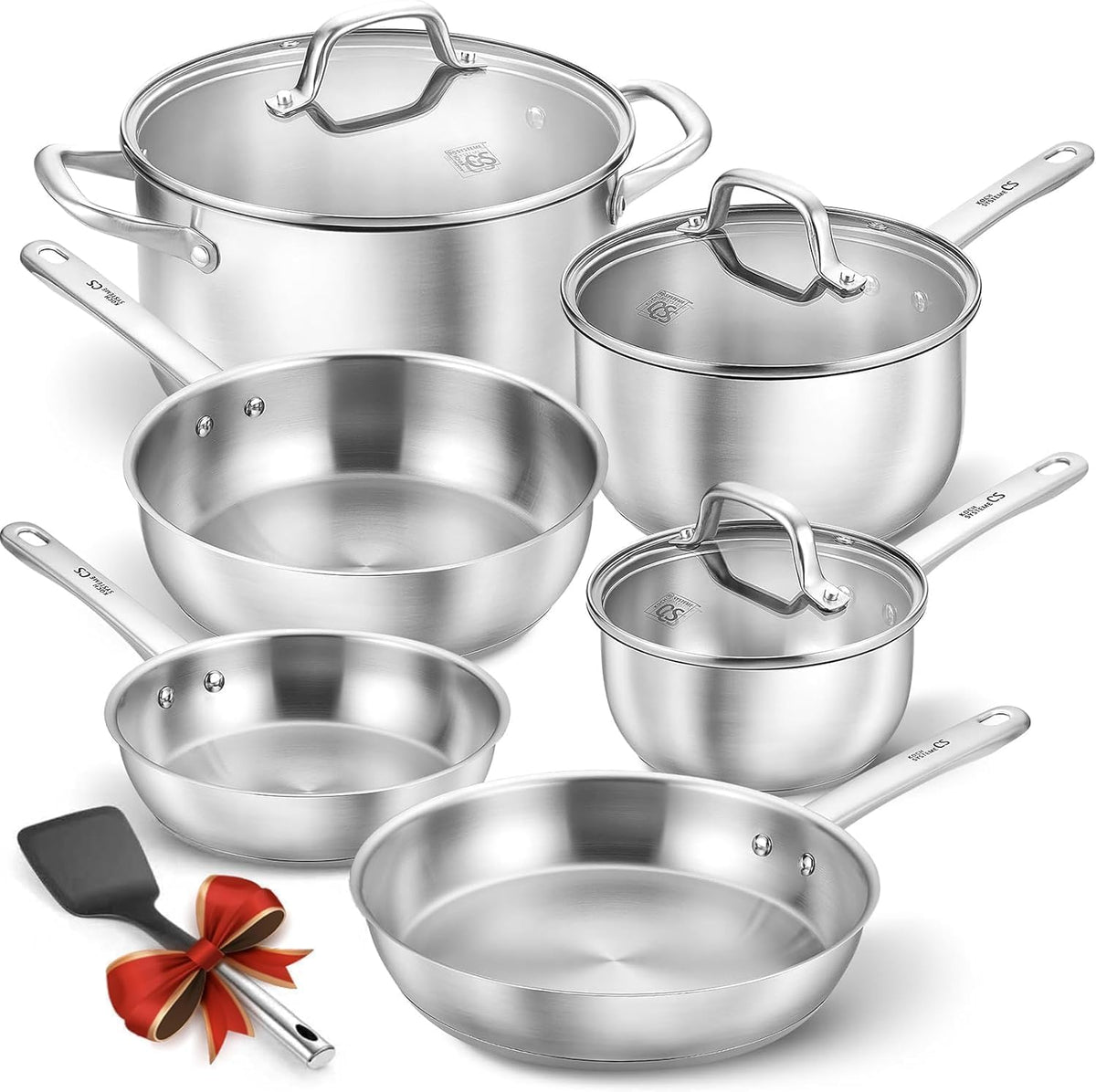 KOCH SYSTEME CS Stainless Steel Pots and Pans Set, 10 Piece Stainless Steel