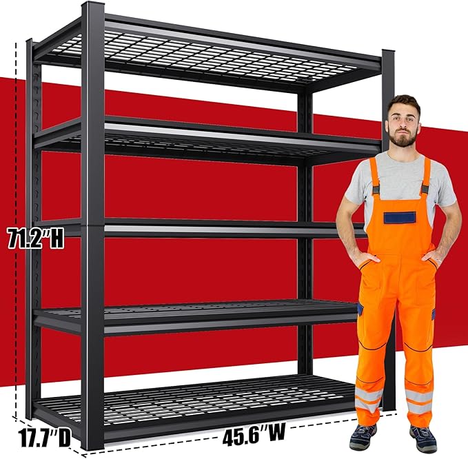 Set of 4 Garage Shelving-3000 lbs 5 Tier Storage Shelves, Adjustable Heavy Duty - Image 3