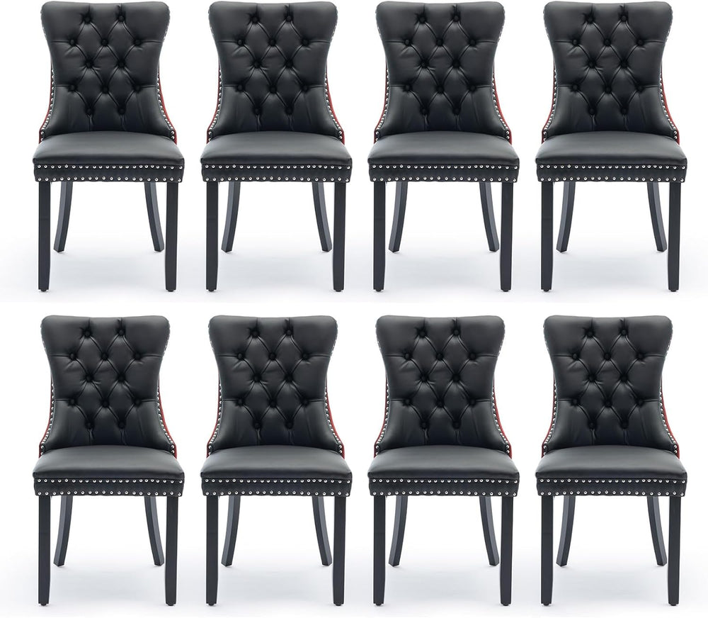 Leather Upholstered Dining Chairs Set of 8, Modern Style Kitchen Side Chairs ...