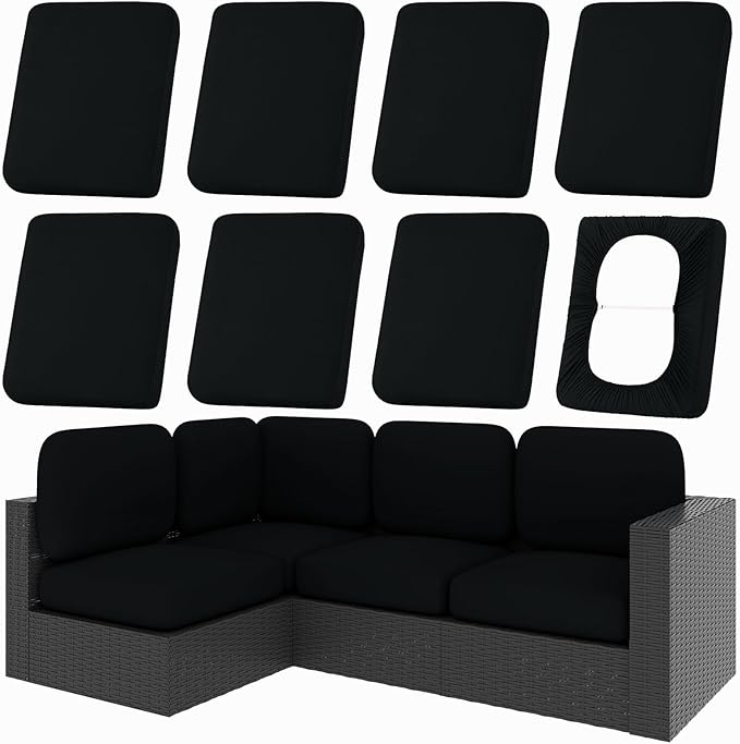 hyha 8Pcs Patio Cushion Covers, Stretch Outdoor Couch Cushion Covers Replacement by hyha