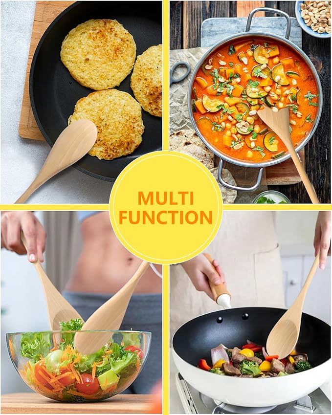 MORGLES 12 Pcs Wooden Spoons for Cooking, 12 Inches Soup Spoons for Eating - Image 6
