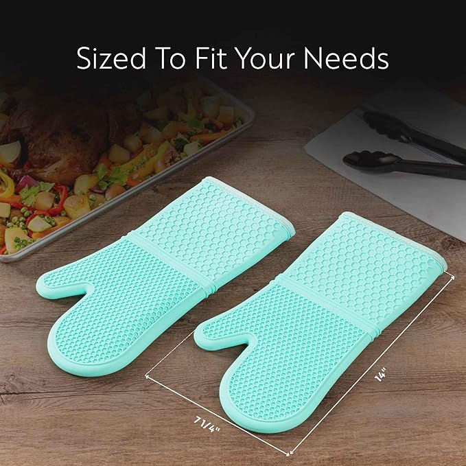 Comfy Grip 14 x 7.3 Inch Thick Baking Mitts, 1 Food-Grade Cooking Glove Set - Image 2