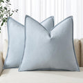 MIULEE Decorative Linen Euro Sham Pillow Covers 28x28 Inch Light Blue Boho by MIULEE