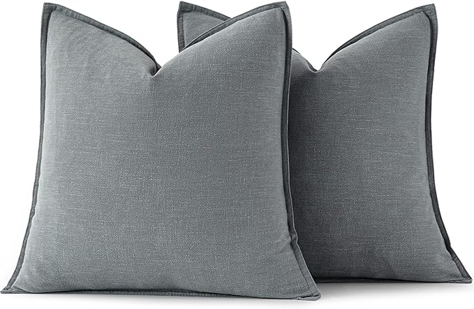 MIULEE Decorative Linen Pillow Covers 20x20 Inch Gray ​Boho Farmhouse​ ​Neutral - Image 6