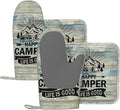Happy Camper Oven Mitts and Pot Holders Sets of 4, Resistant Hot Pads by Nelife