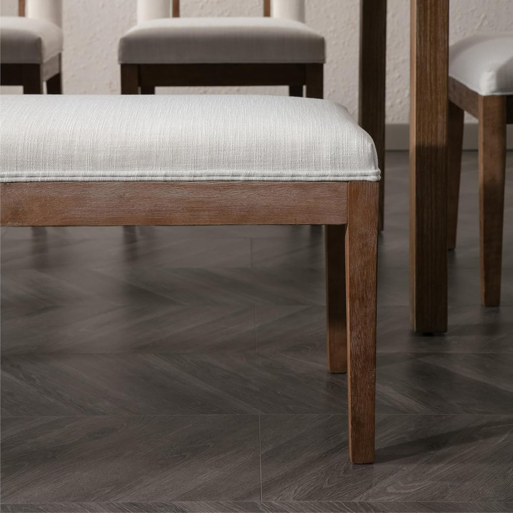 chairus Padded Entryway Bench Linen Upholstered Dining Table Benches Farmhous...