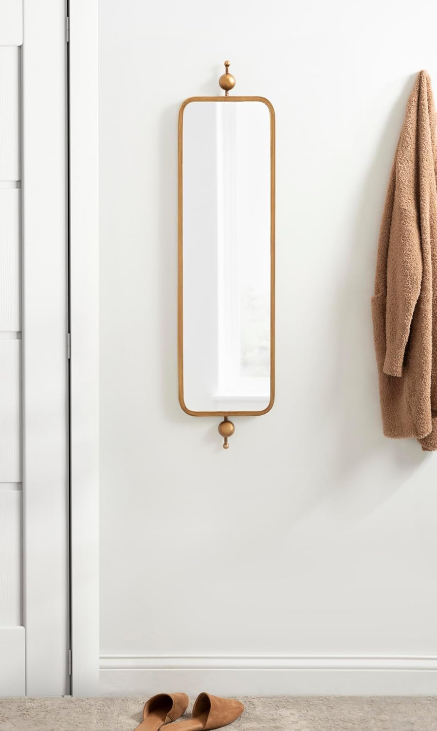 Kate and Laurel Kasota Traditional Slim Panel Wall Mirror, 9 x 36, Antique Go...