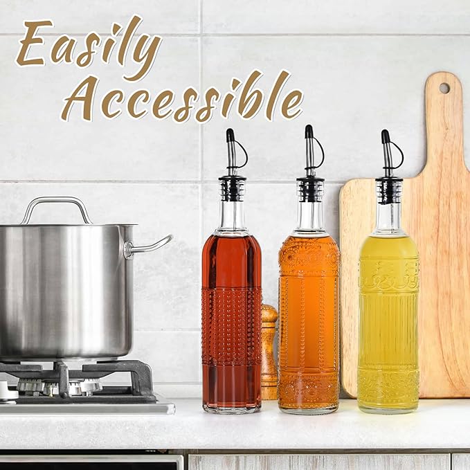 3-Pack Glass Oil Dispensers 500ML/17OZ, Oil and Vinegar Bottles Set - Image 6