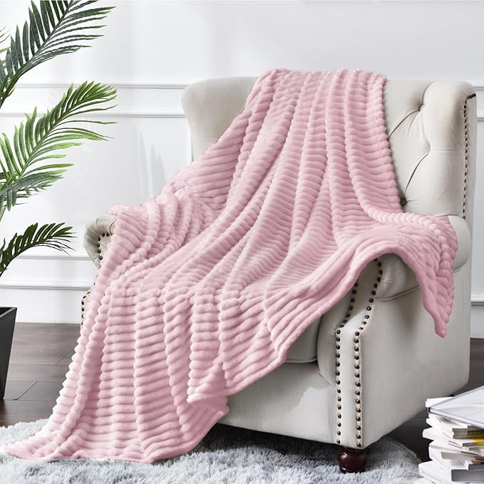 BEDELITE Fleece Blanket Twin Size – 3D Ribbed Jacquard Soft and Warm Decorative - Image 2
