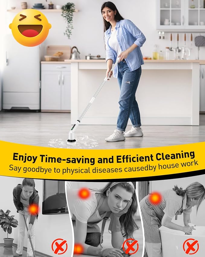 Electric Spin Scrubber for Cleaning Bathroom, Shower Scrubber Cordless Cleaning - Image 2