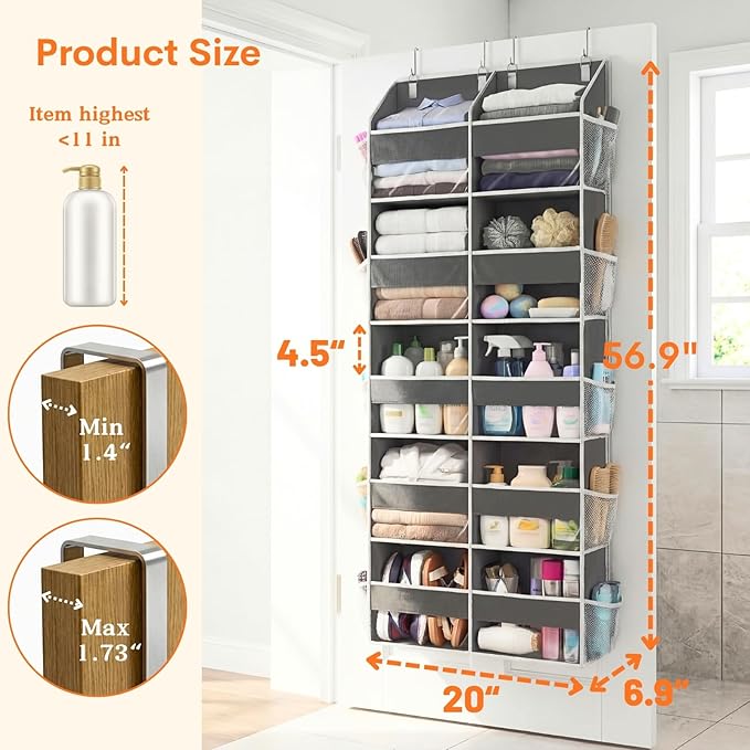2 Pack Over the Door Organizer 5 Tiers, Extra Large Behind Door Storage of 10 - Image 4