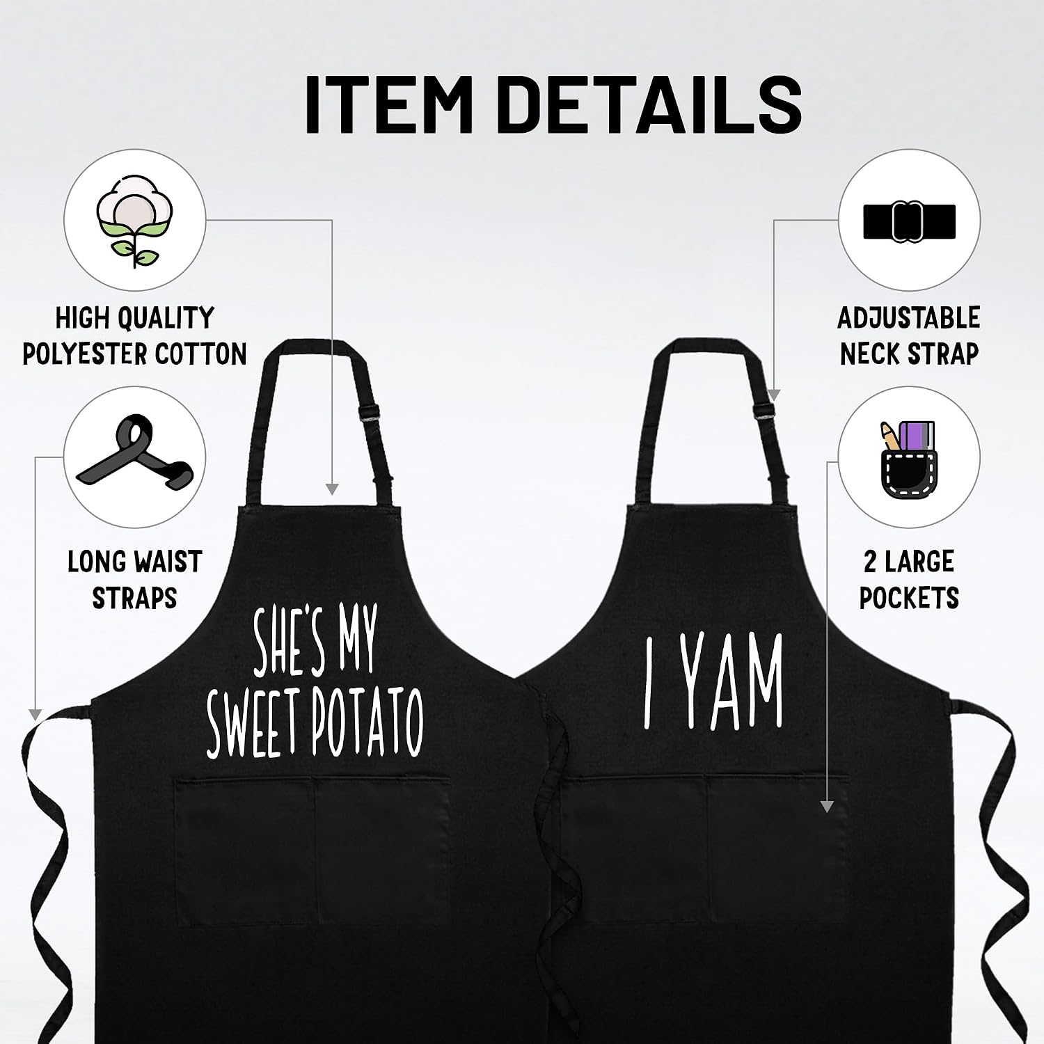 Funny Couple Aprons - Gift Ideas For Her Him - Wedding, Engagement, Bridal, Birthday; Kitchen Cooking Set