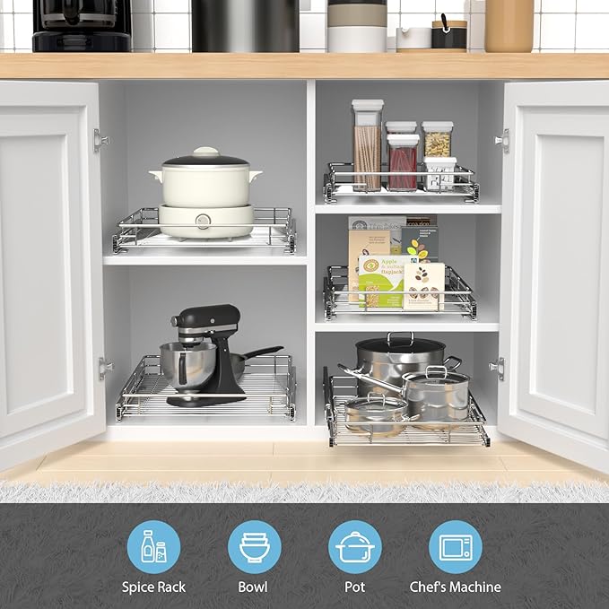 ZOINLIY Pull Out Cabinet Organizer, Versatile Slide Out Kitchen Organizers and