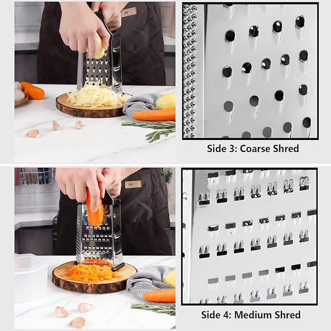 Box Grater, Cheese Grater Shredder Stainless Steel - Image 4