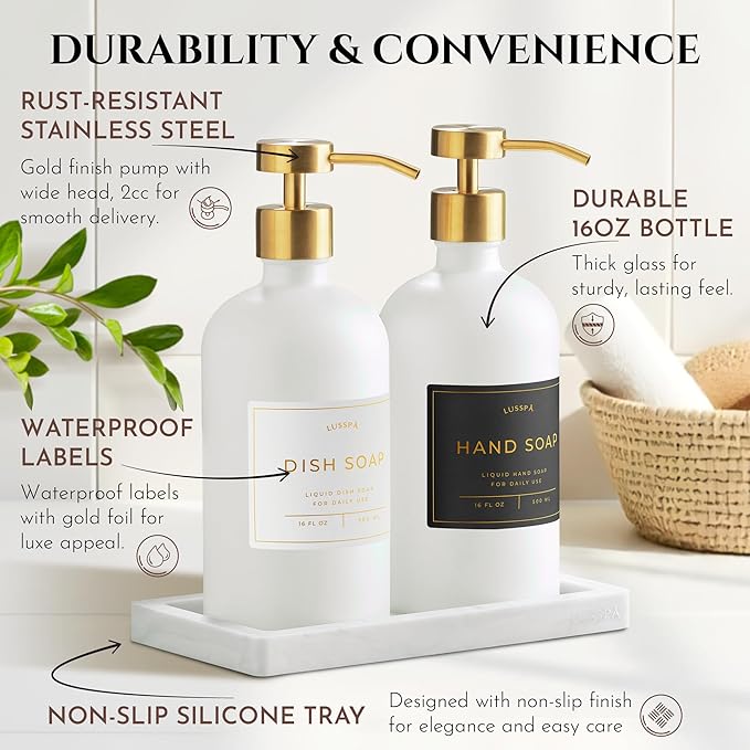 Glass Soap Dispenser Set of 2