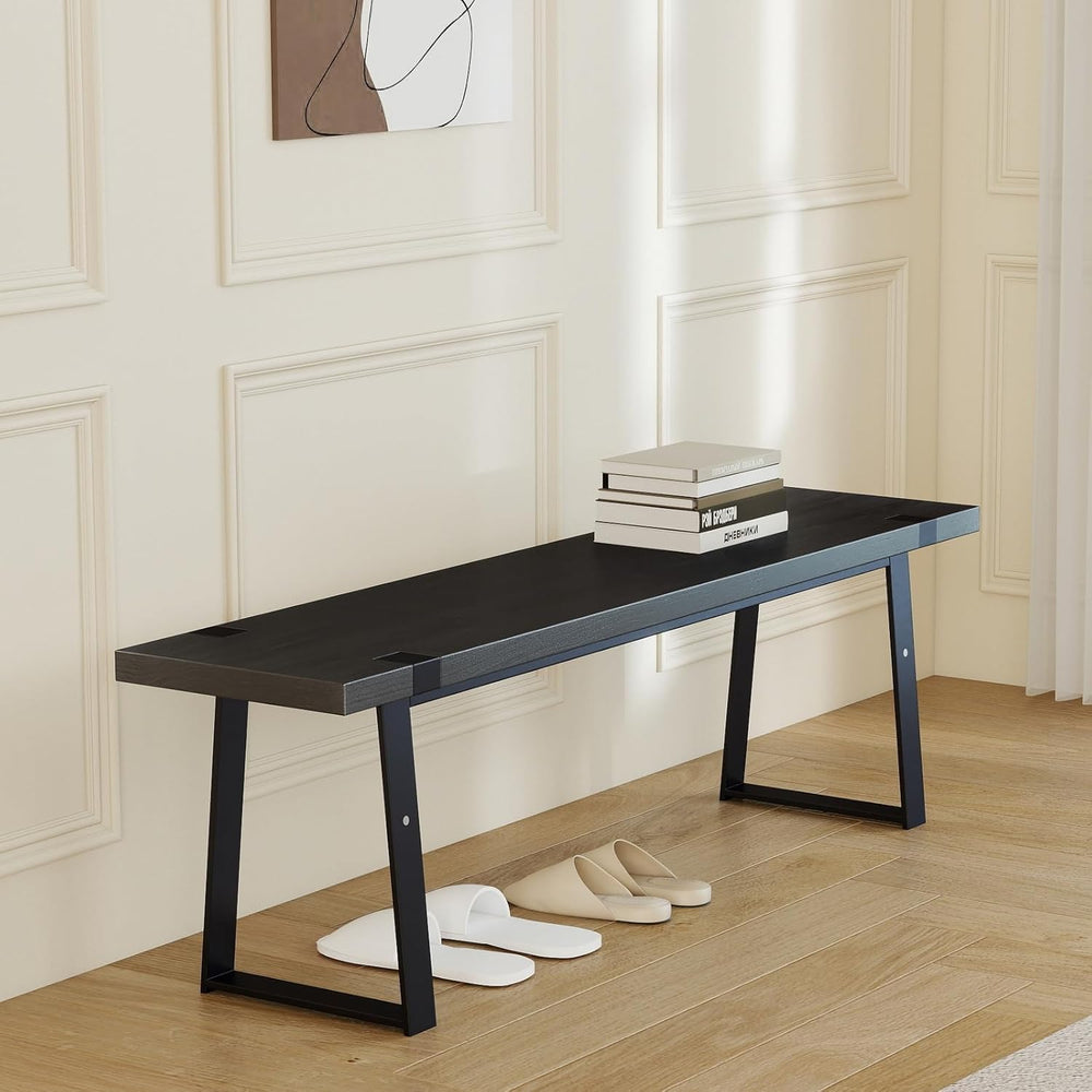 Wooden Dining Bench 60” Industrial Table Benches, Seating Chair Rustic Indoor...