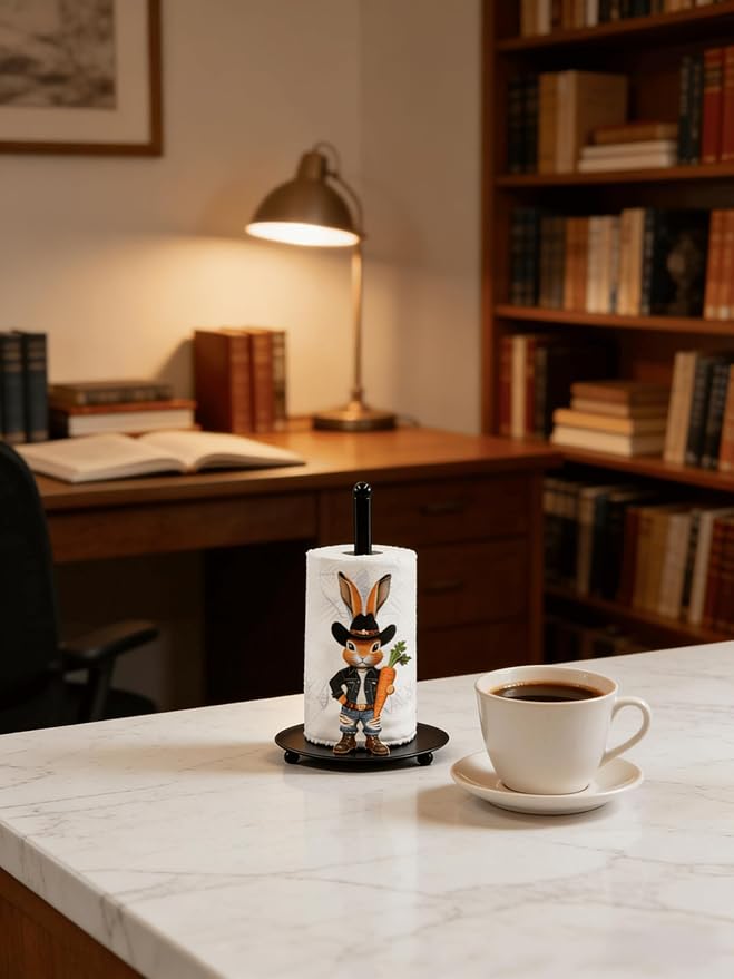 Cute Western Bunny Paper Towel Holder Countertop, Rustic Farmhouse Kitchen Decor - Image 6