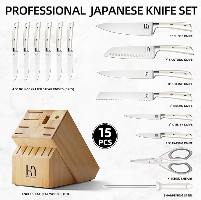 Knife Set Premium, Japanese 15 Pcs High Carbon Stainless Steel Kitchen Knife - Image 5