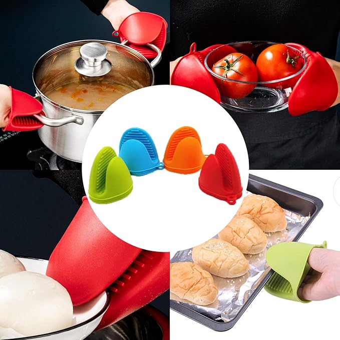 NEPAK 4 Pairs Silicone Cooking Pinch Grips Oven Mitts Potholder - Image 5