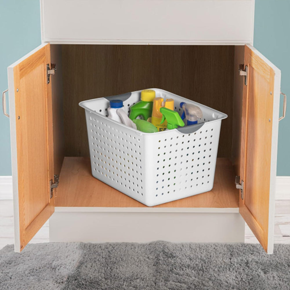 Sterilite 12 Pack Large Deep Ultra Plastic Storage Basket Laundry Tote
