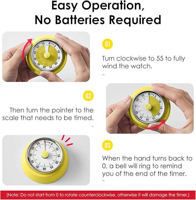 Visual Timer, Teeloray 60-Minute Countdown Timer, Kitchen Timer - Image 4