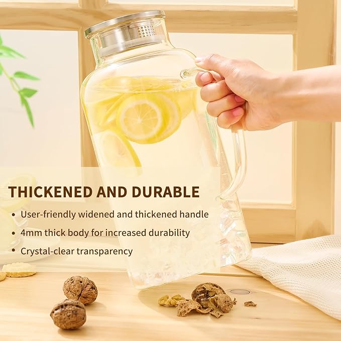 Hannadepot Glass Pitcher, 3.5L/118 oz Glass Water Pitcher - Image 3