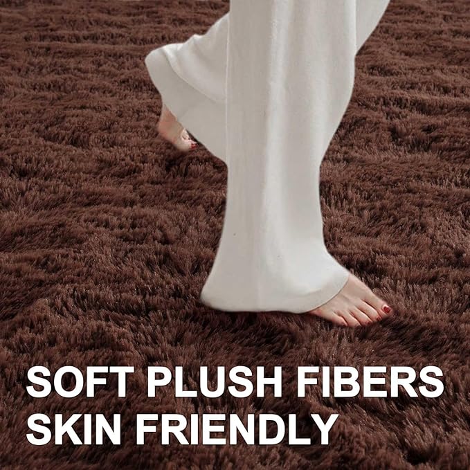 6x9 Ft Large Shag Rugs for Living Room Decor, Ultra Soft Brown Fluffy Furry - Image 4
