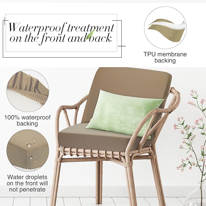 Newwiee 8Pcs Patio Cushion Covers Stretch Outdoor Cushion Cover Replacement - Image 4