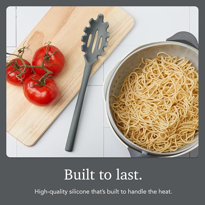 Tovolo Pasta Claw Spaghetti Spoon Scoop Charcoal Gray Silicone Pasta Spoon - Image 4