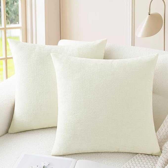 CaliTime Throw Pillow Covers Decorative 18 X 18 Inches Pack of 2 Cozy Chenille by CaliTime