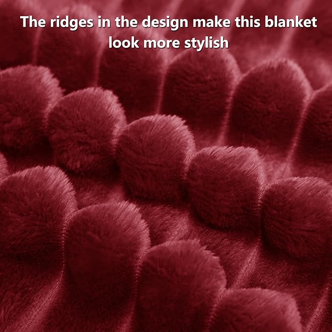 HIMEET Deep Red Ribbed Twin Blanket - Image 8