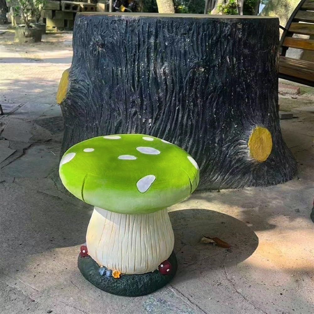 Small Mushroom Shape Ottoman, Outdoor Garden Resin Decorative Mushroom Stool,...