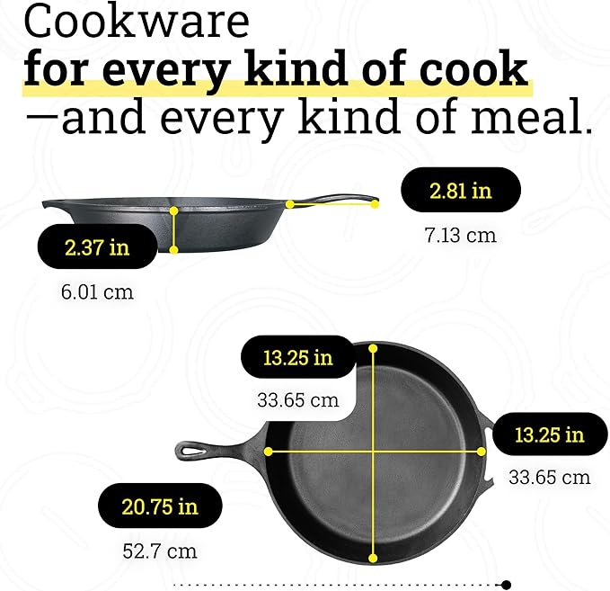 Lodge Seasoned Cast Iron Skillet 13.25 Inches - Image 7