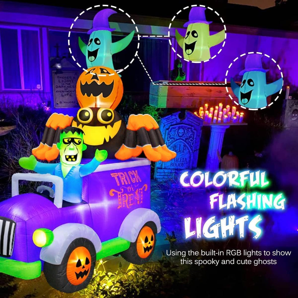 BLOWOUT FUN 8FT Halloween Inflatable Horror Frankenstein Driving Car