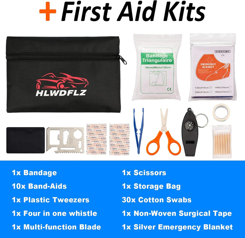 Emergency Car Kit with Jumper Cables & Snow Shovel, Winter Roadside Assis...