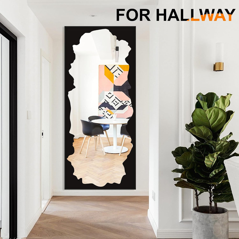 Full Length Mirror for Wall, 70"x30" Black Abstract Wall Decor Mirror
