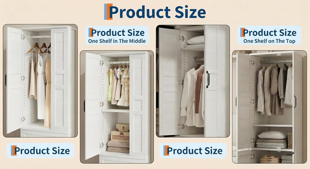 IDEALHOUSE Armoire Wardrobe Closet with 4 Doors, 72" Tall Wooden Clothin...