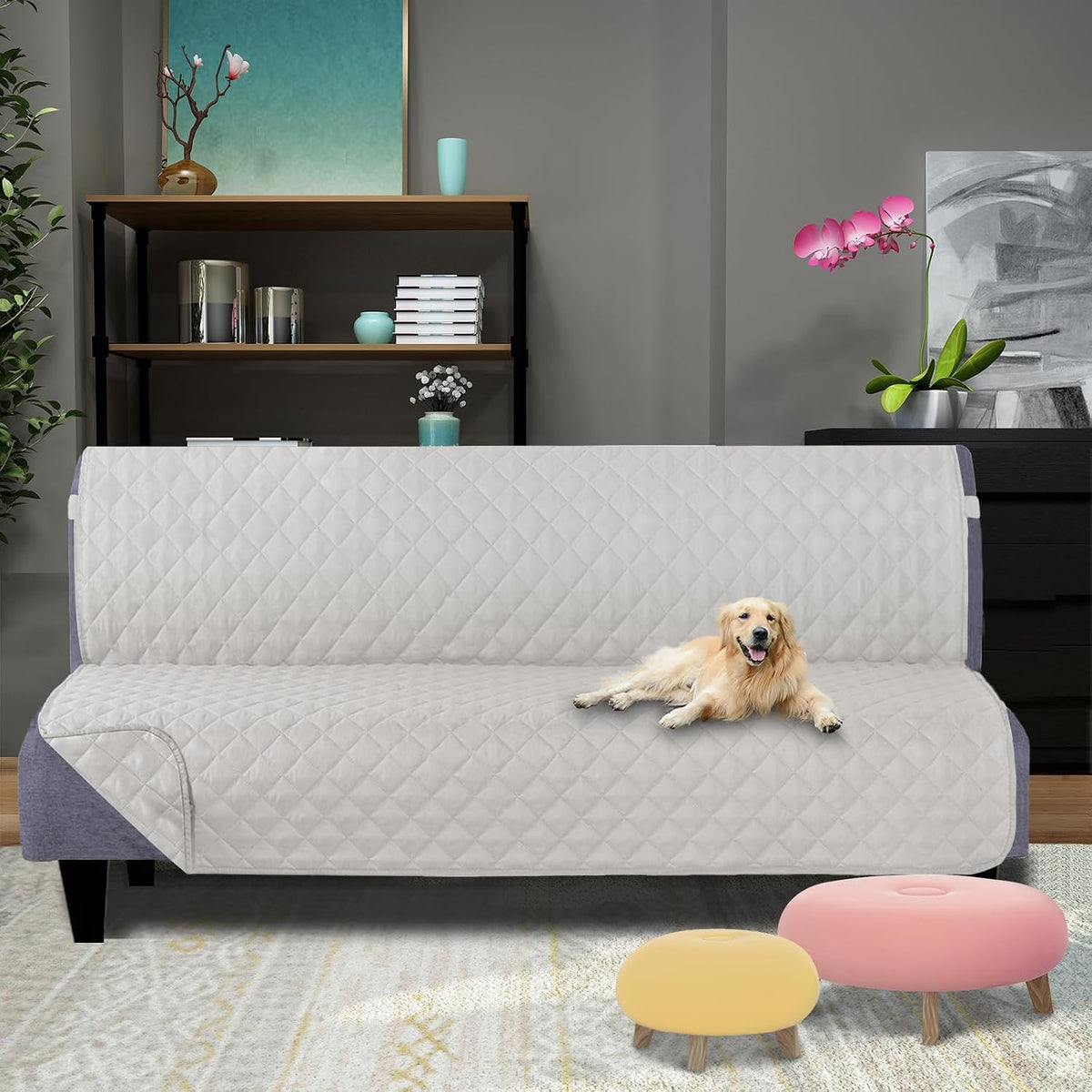 u-nice home futon sofa covers 68''armless couch cover shown in use